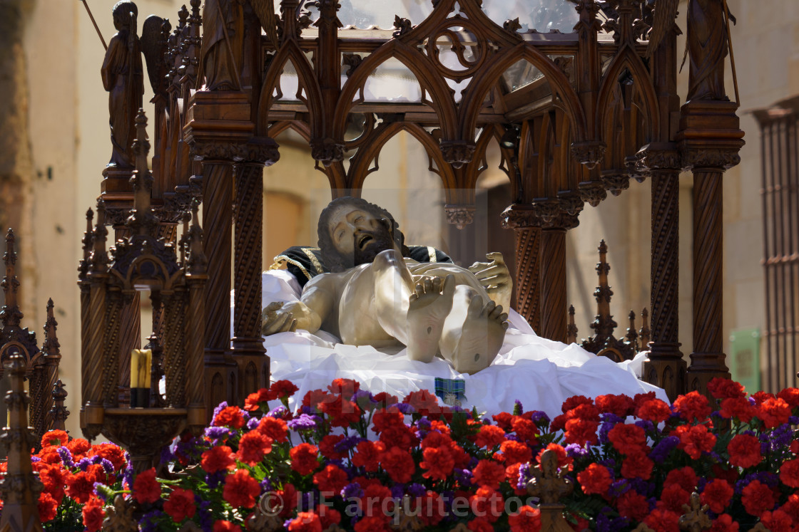 "Recumbent Jesus Christ during the Easter Week processions in Zamora" stock image