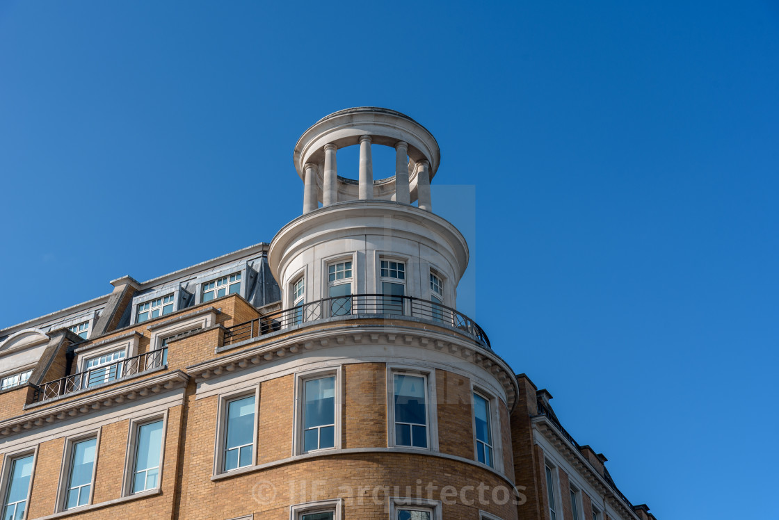 "Low angle view of old luxury residential building in London" stock image