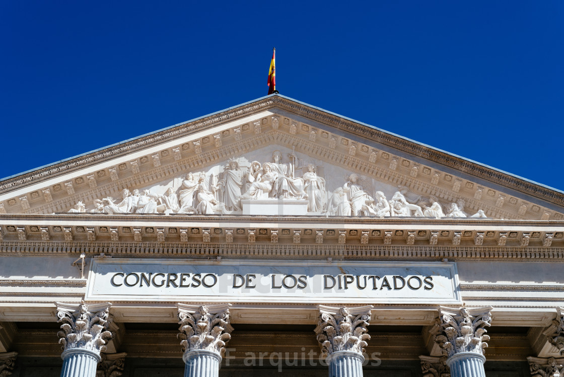 "Facade of the Congress of Deputies, government of Spain in Madrid" stock image