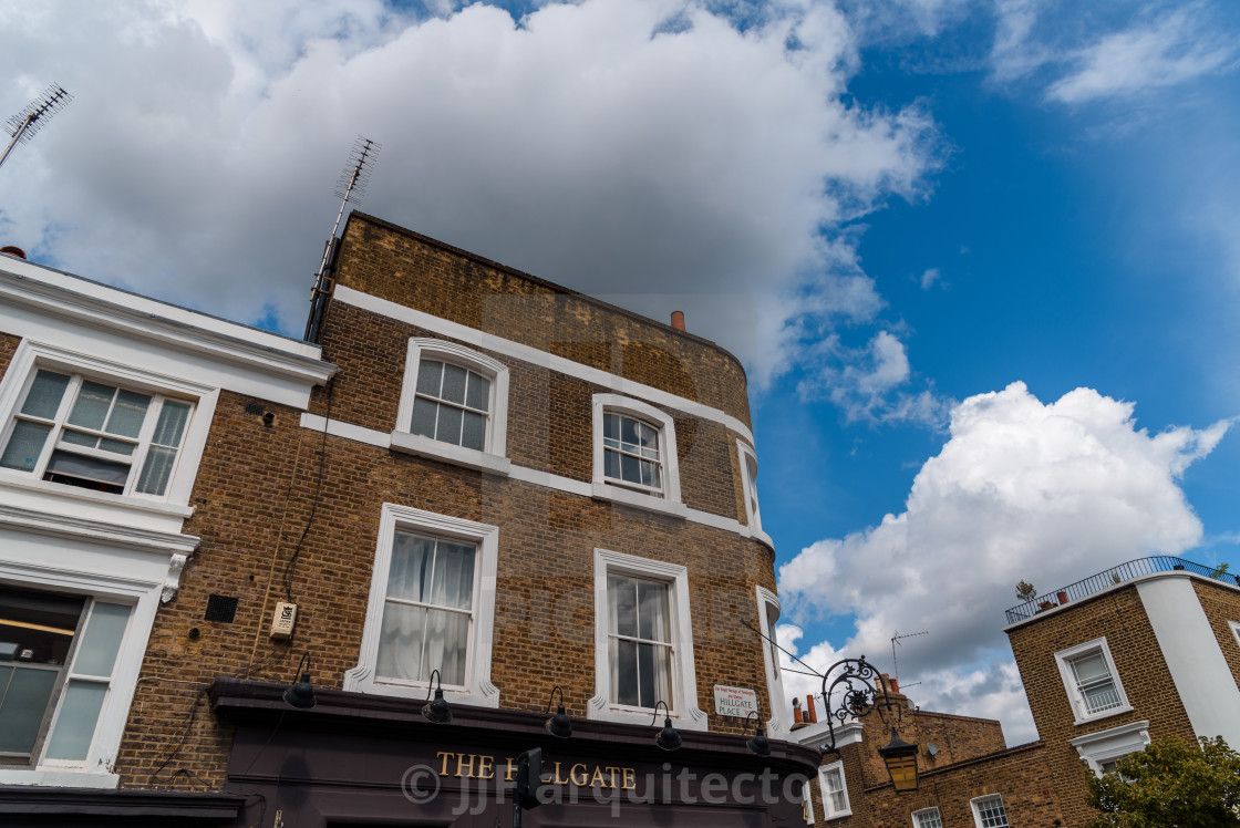 "Traditional houses in Hillgate Village area in London." stock image