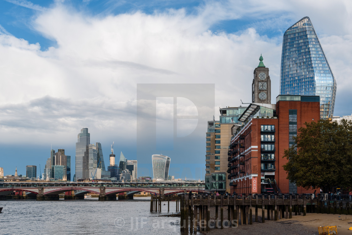 "Cityscape of London by Thames River" stock image