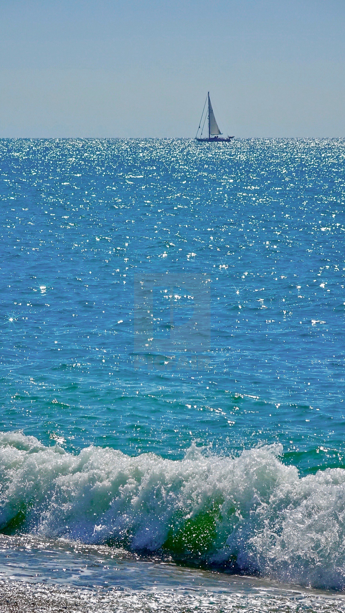 "Sea Surf With Boat On The Horizon" stock image