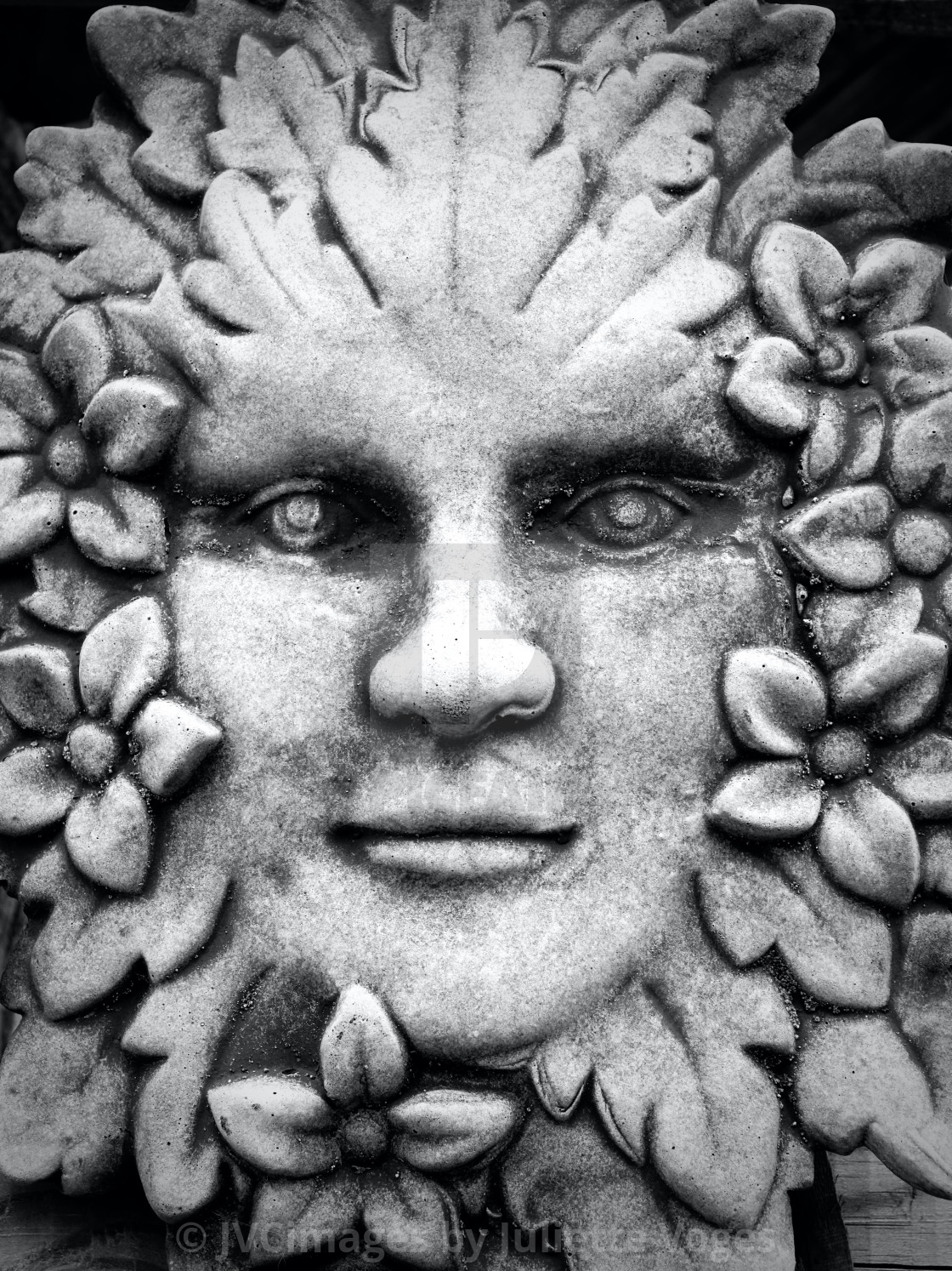 "Mythical Stone Face Plaque" stock image