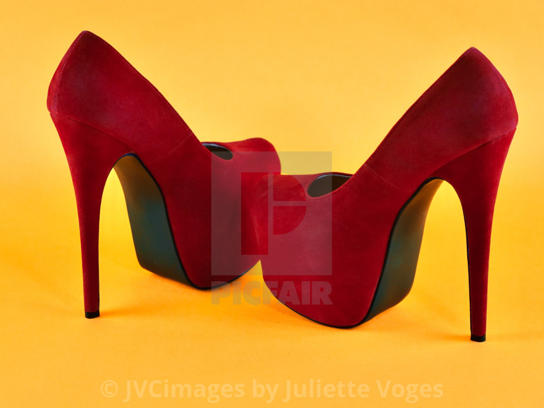 "Shoes Stories : Red Suede Stilettos" stock image