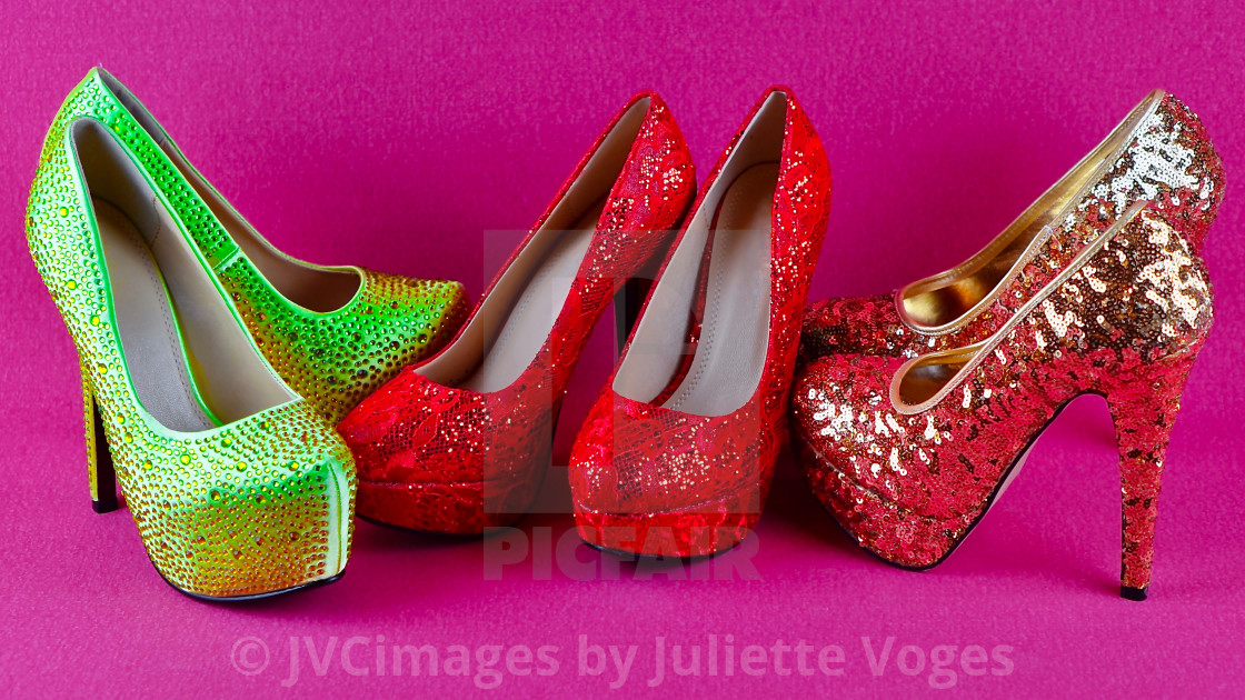 "Shoe Stories : Red, Gold & Green" stock image