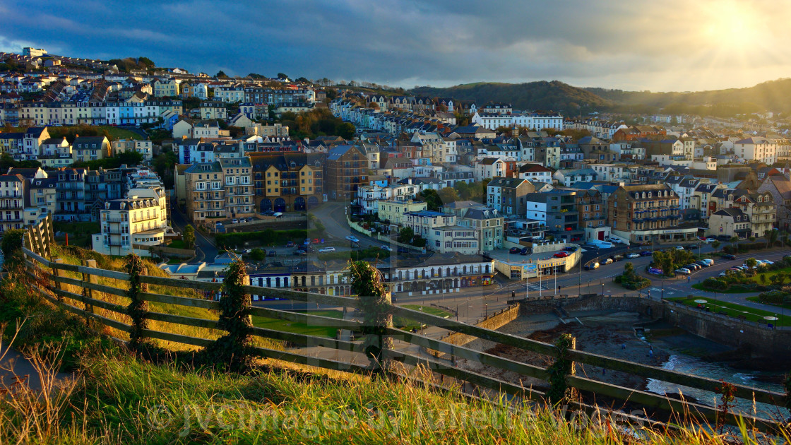 "Hilltop Town At Sunset" stock image