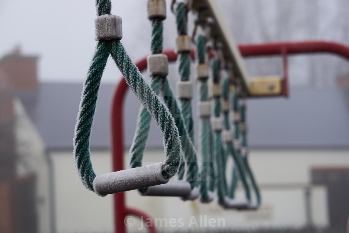 "Frost on playground equipment" stock image