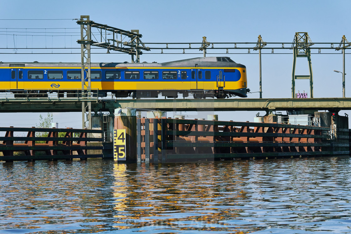 "Train passing by." stock image