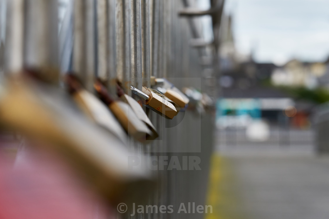 "Padlocks on the bridge" stock image