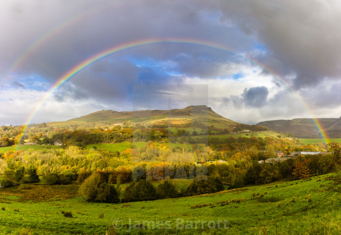 "A rainbow over Saddleworth" stock image