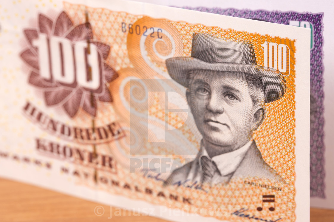 "Old Danish krone a business background" stock image