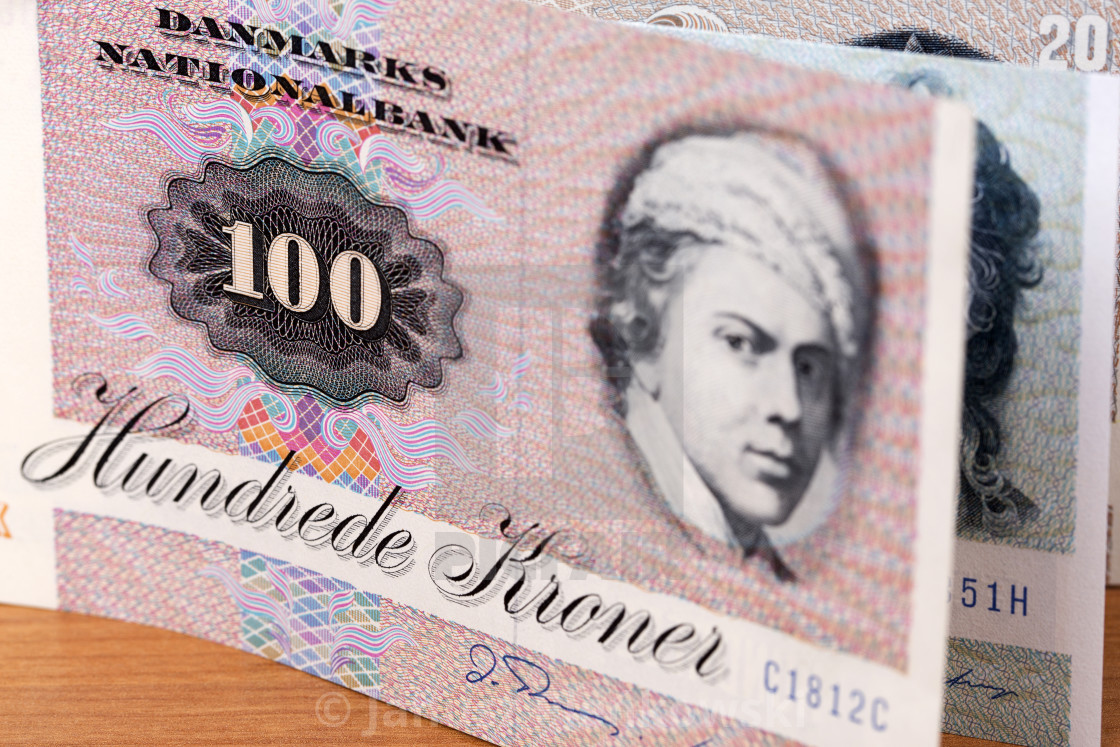 "Old Danish krone a business background" stock image