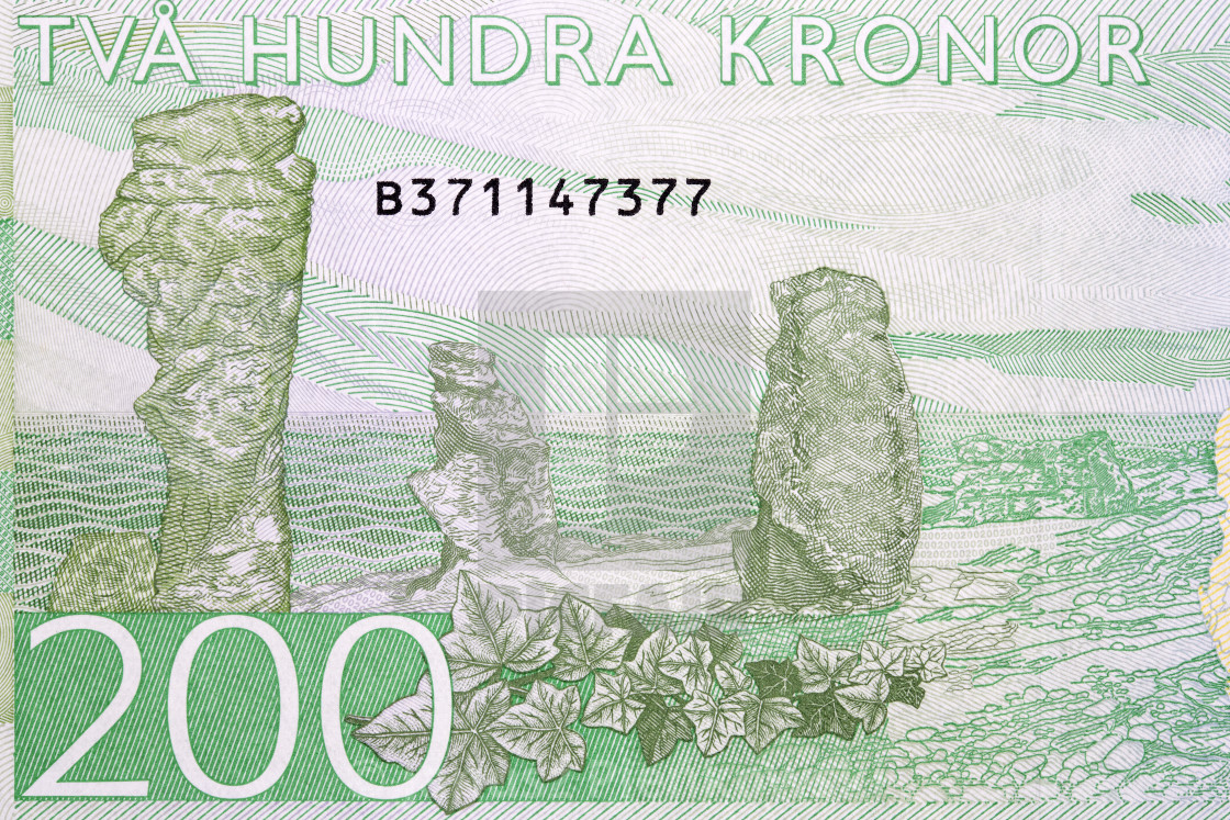 "Rock formations on Gotland Islands from Swedish money" stock image