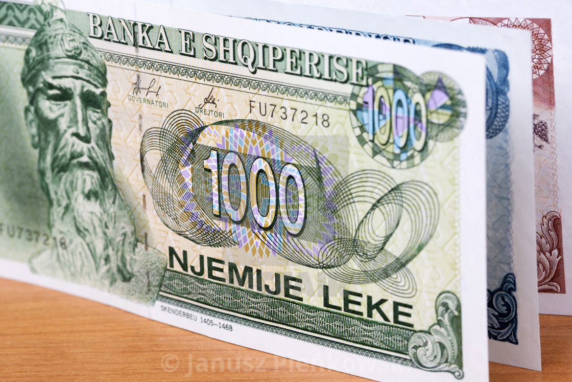 "Old Albanian money a business background" stock image