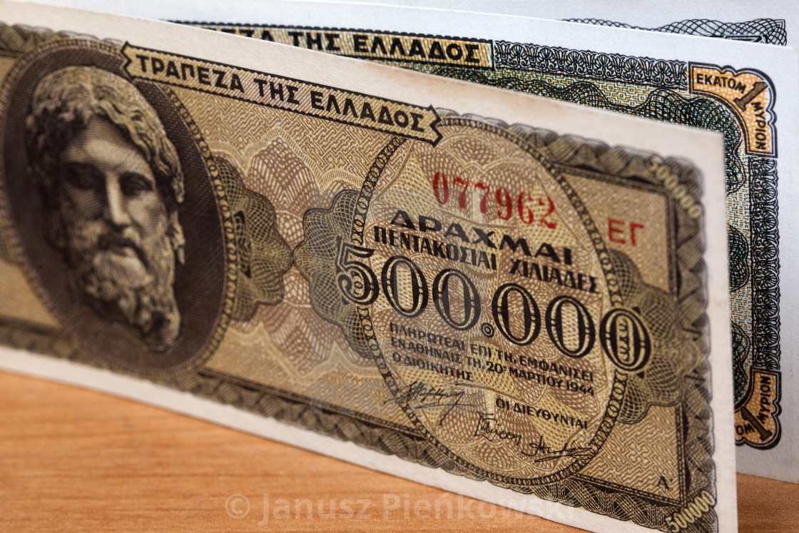 "Old Greek money a background" stock image