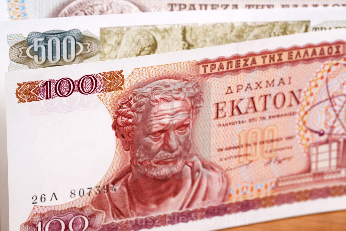 "Old Greek money a business background" stock image