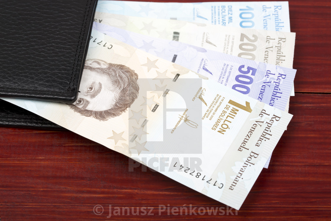 "Venezuelan bolivar in the black wallet" stock image