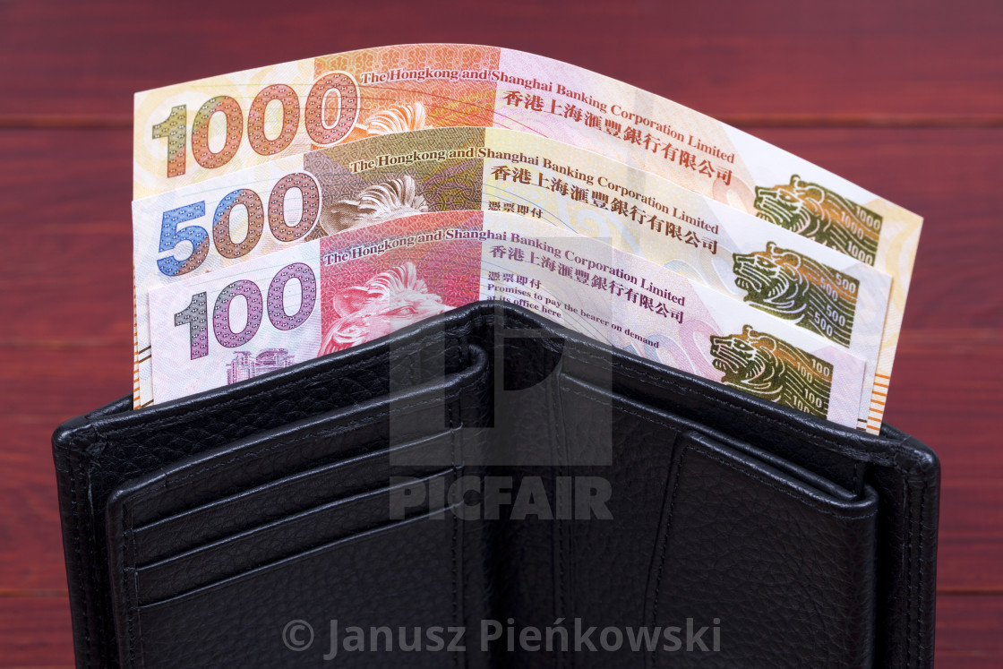 "Hong Kong money - dollar in the black wallet" stock image