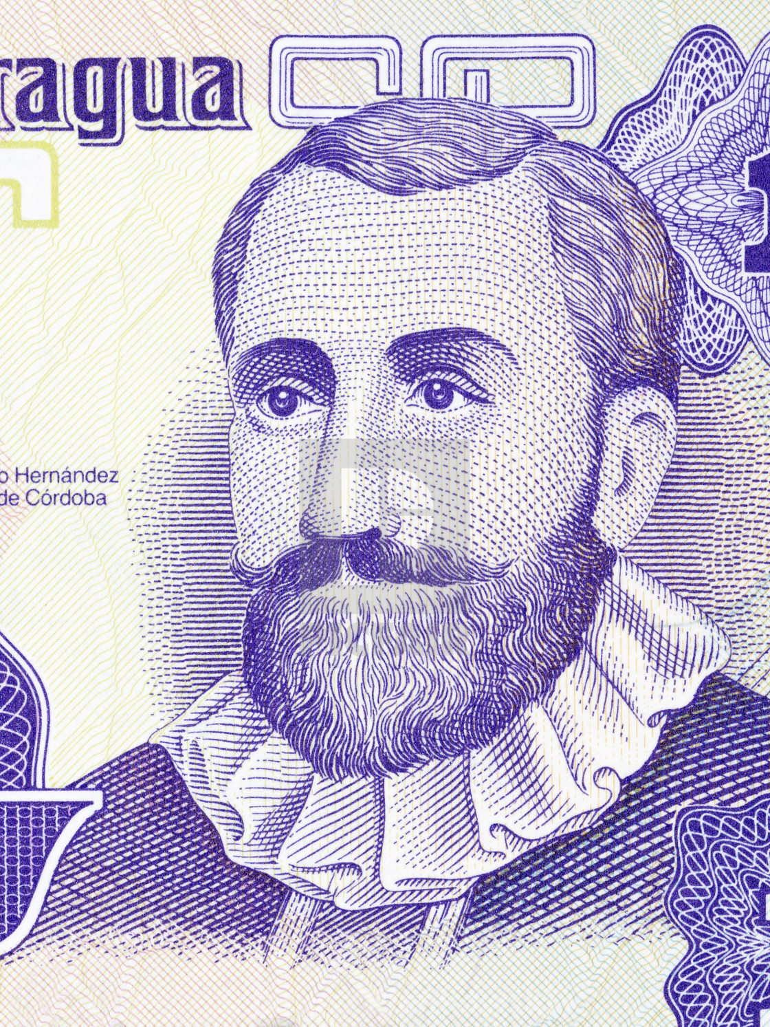 "Francisco Hernandez de Cordoba portrait from Nicaraguan money" stock image