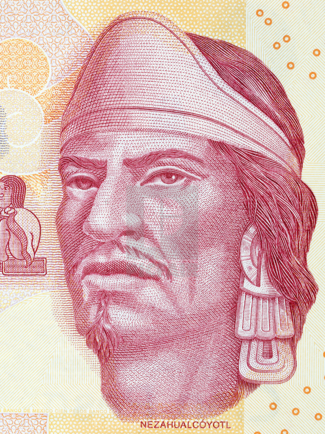 "Nezahualcoyotl portrait from Mexican money" stock image