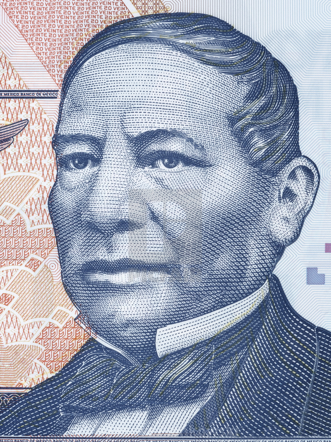 "Benito Juarez portrait from Mexican money" stock image