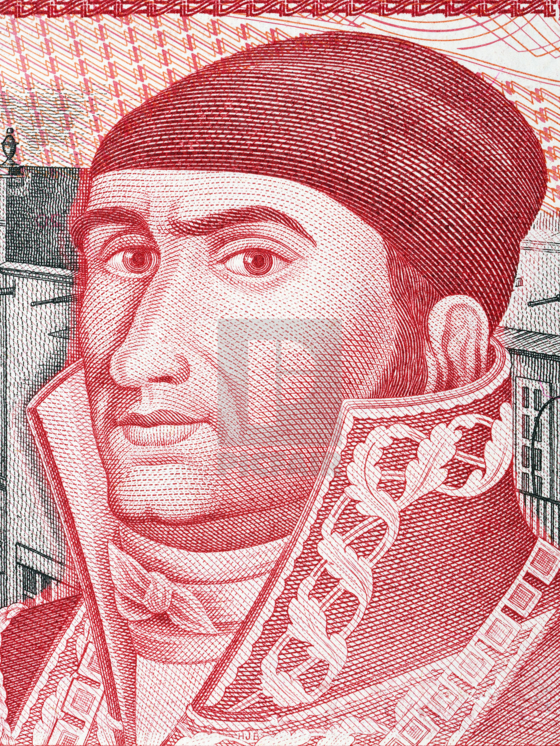 "Jose Maria Morelos portrait from old Mexican money" stock image