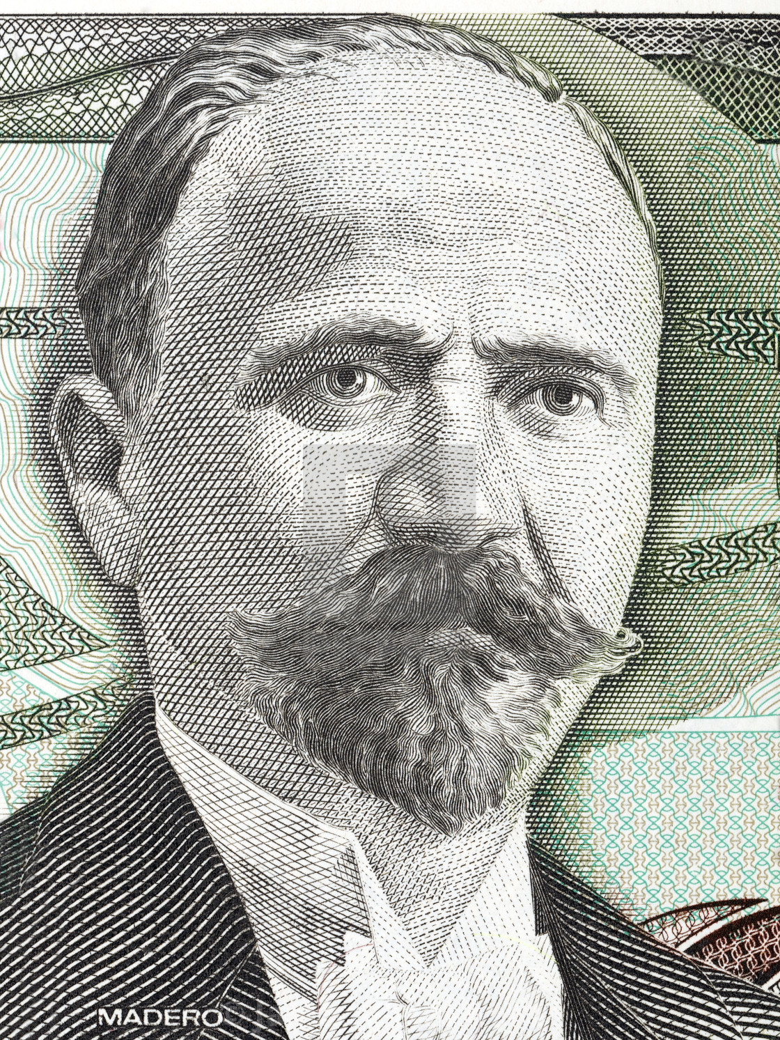 "Francisco Ignacio Madero portrait from old Mexican money" stock image