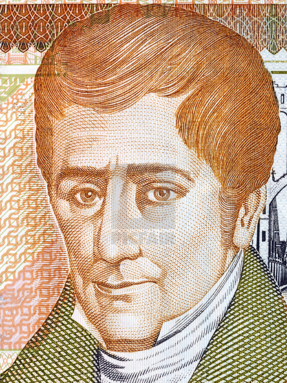 "Jose Cecilio del Valle portrait from Honduran money" stock image