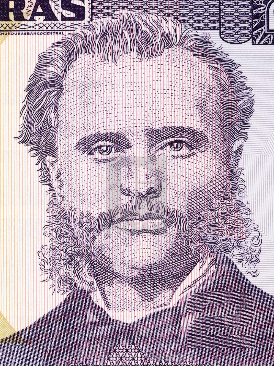 "Marco Aurelio Soto portrait from Honduran money" stock image