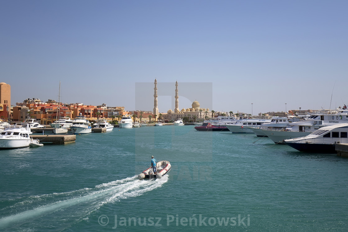 "Entrance to the port of Hurghada in Egypt" stock image