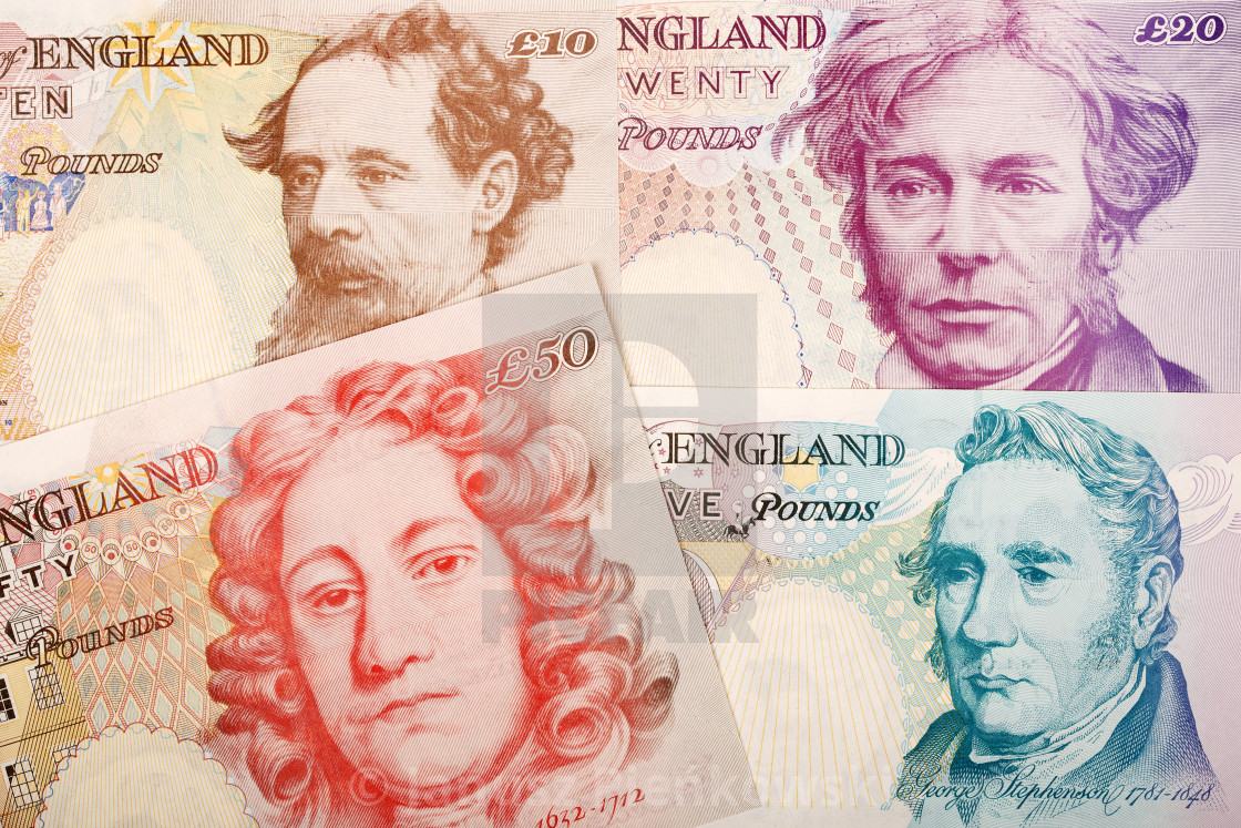 "English money, older serie, a business background" stock image