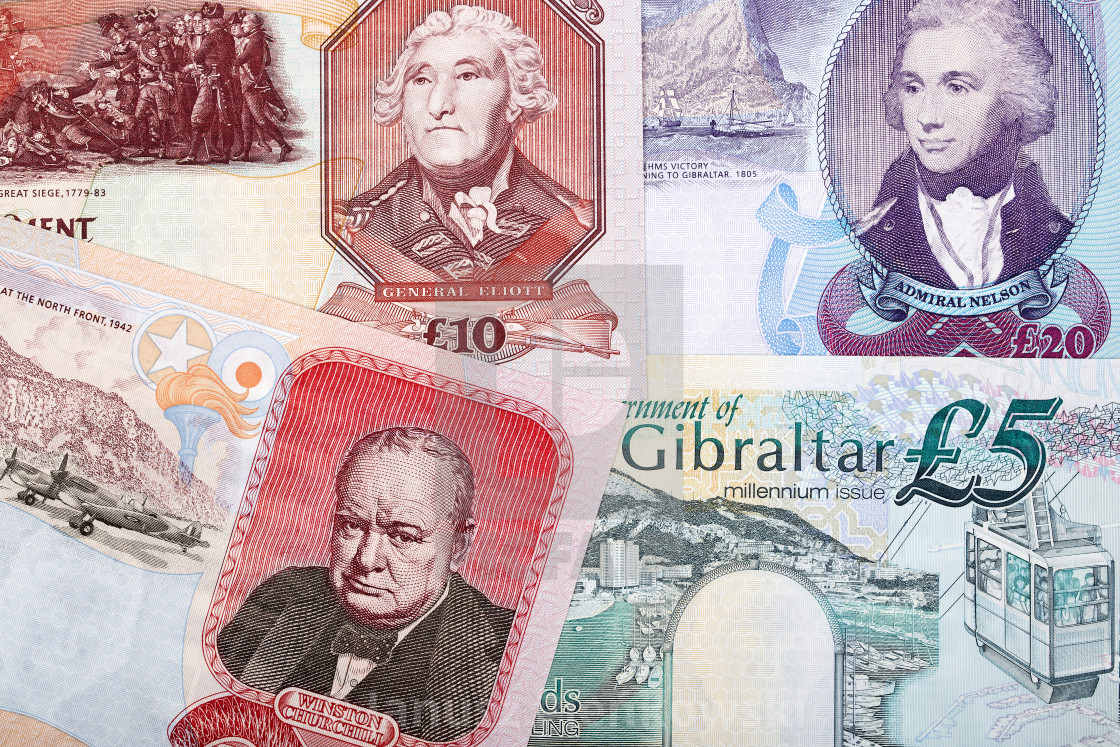 "Gibraltar money, older serie, a business background" stock image