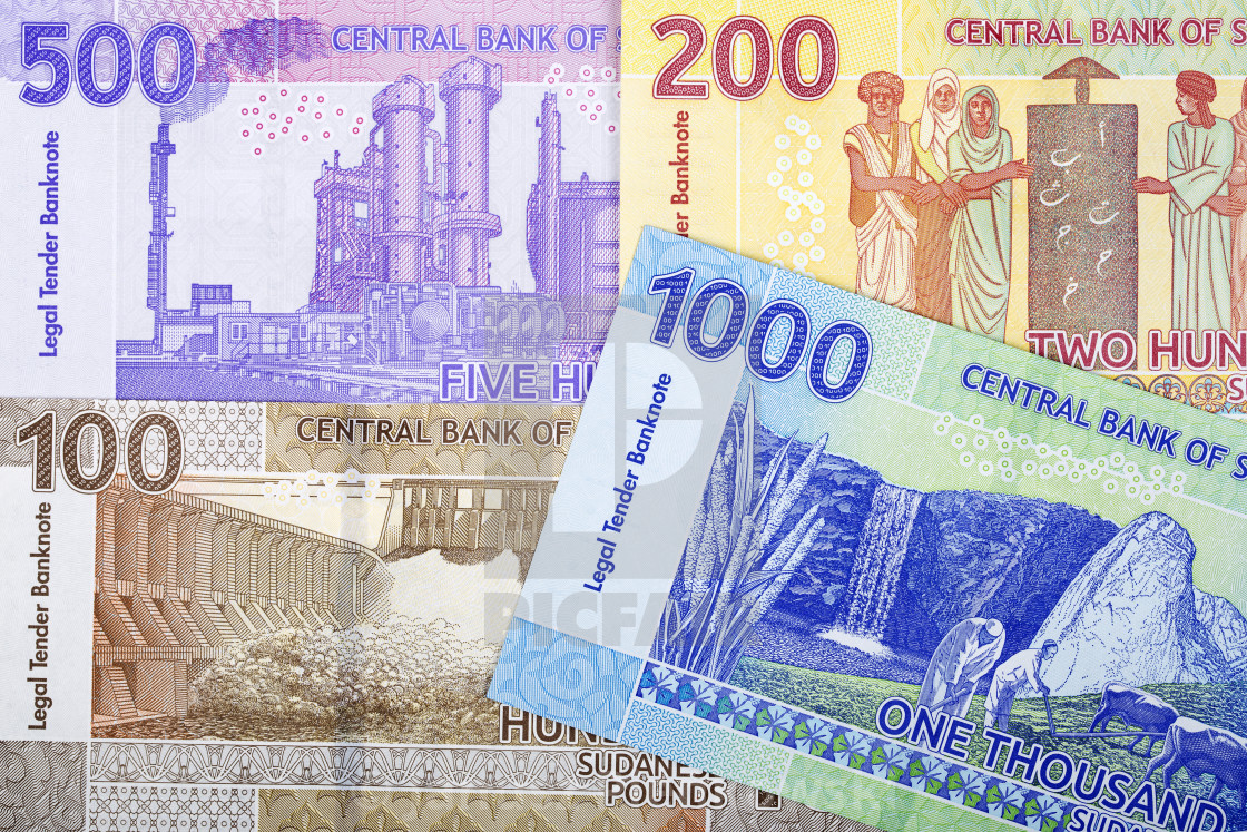 "Sudanese money - pounds - a business background" stock image