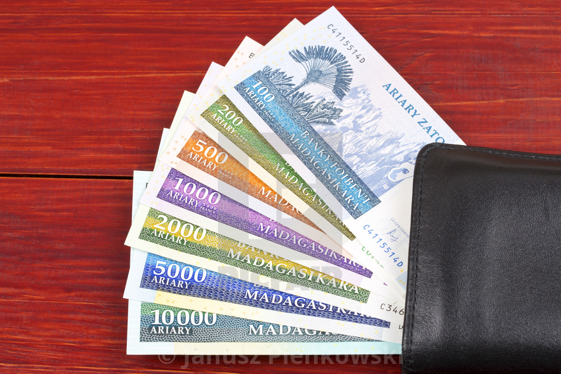 "Malagasy Ariary in the black wallet" stock image