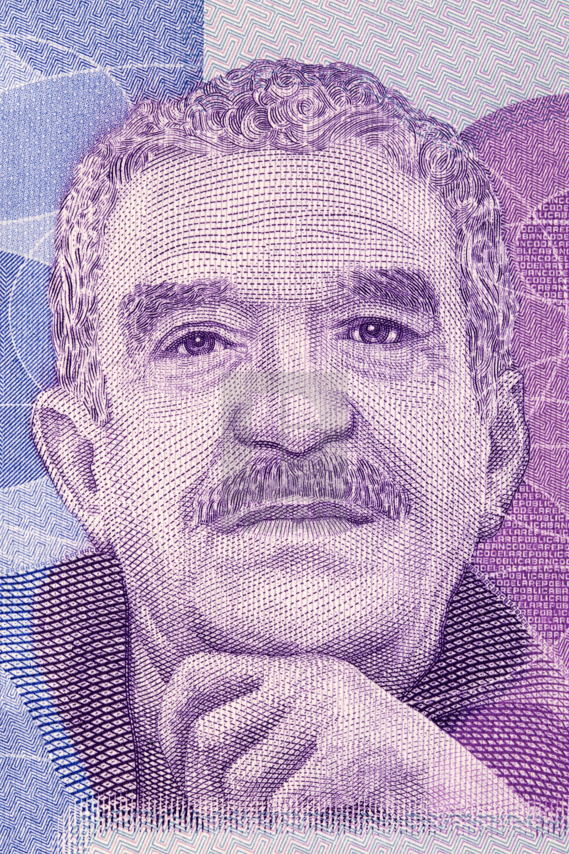 "Gabriel Garcia Marquez portrait from Colombian money" stock image