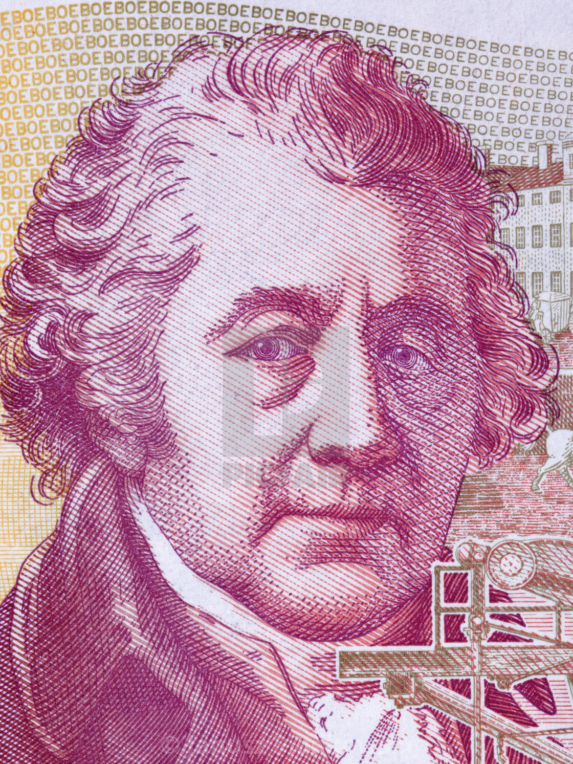 "Matthew Boulton portrait from English money" stock image