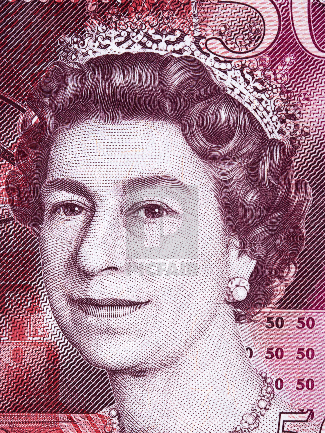 "Queen Elizabeth II a portrait from money" stock image