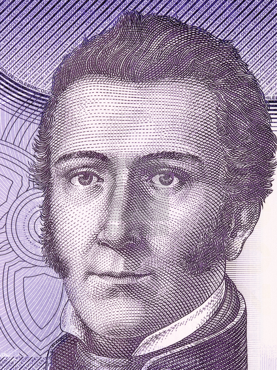 "Manuel Rodriguez Erdoiza portrait from Chilean money" stock image