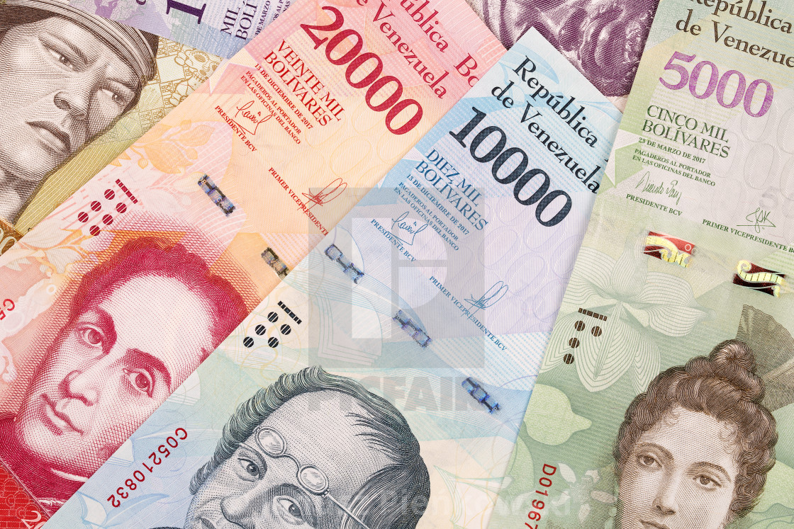 "Venezuelan Bolivares, a business background with money from Venezuela" stock image