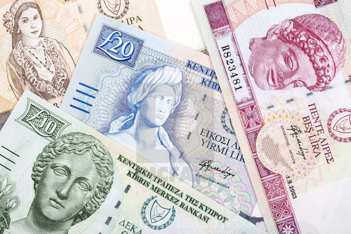 "Cypriot Pound, a business background with money from Cyprus" stock image