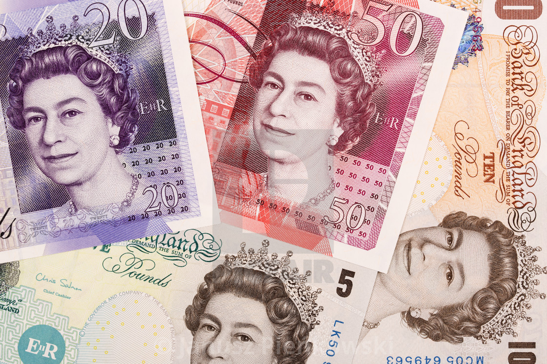 "British Pounds a business background" stock image