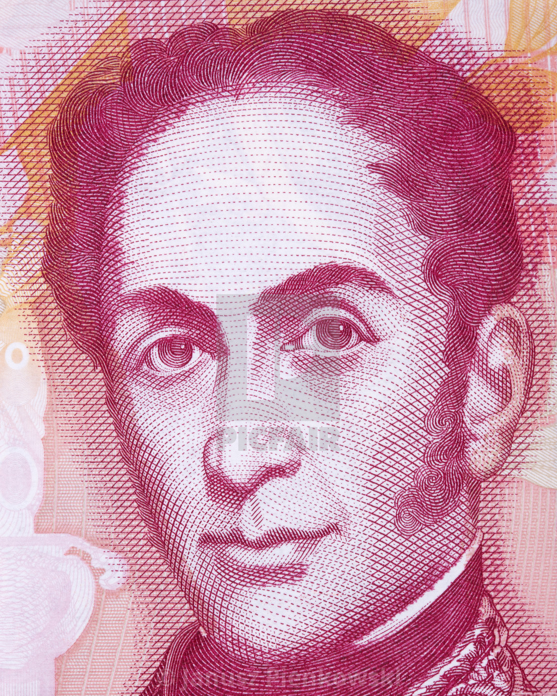 "Simon Bolivar portrait from Venezuelan money" stock image