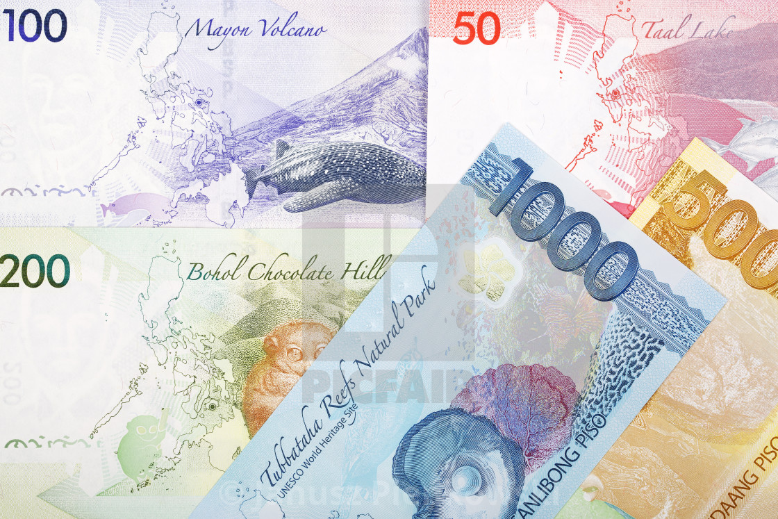 "Philippine money - new series of banknotes - reverse side" stock image