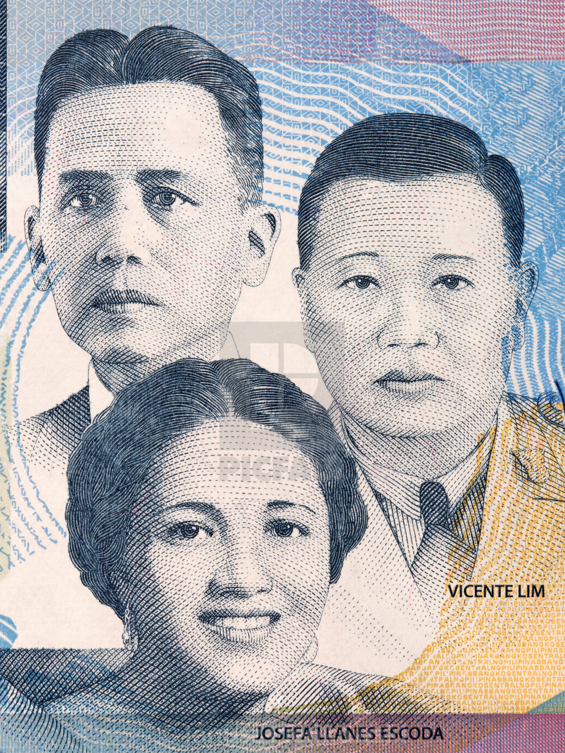 "Jose Santos,Josefa Escoda, Vicente Lim portrait from Philippine peso" stock image