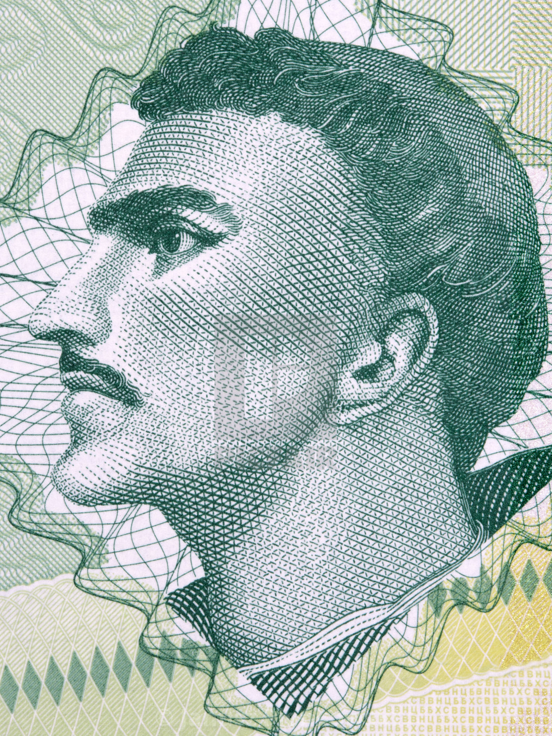 "Ivan Franjo Jukic portrait from Bosnia and Herzegovina money" stock image