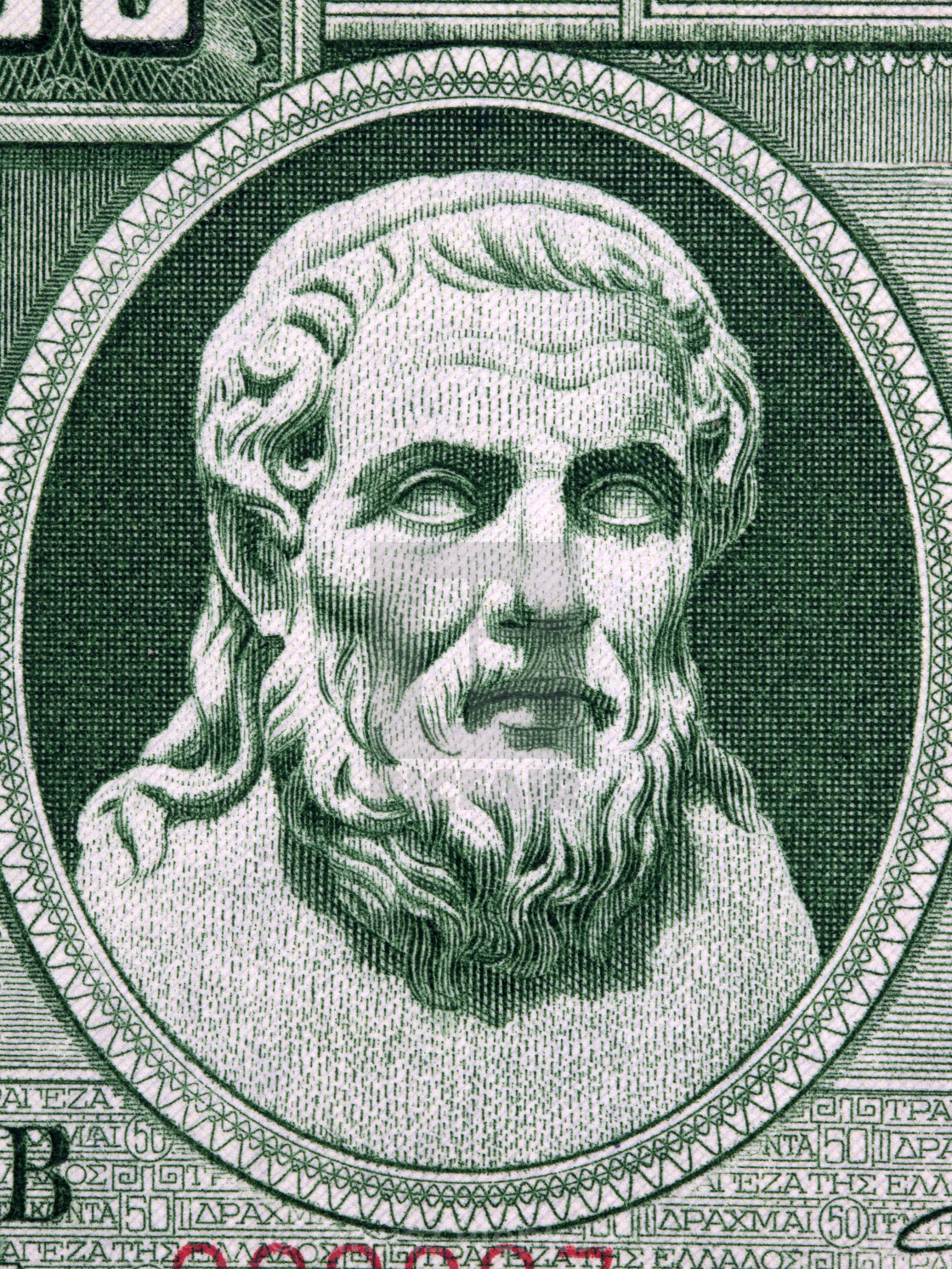 "Hesiod, portrait from old Greek money" stock image