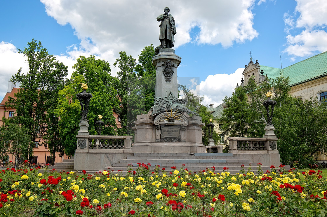 "Monument to the Polish poet Adam Mickiewicz in Warsaw" stock image