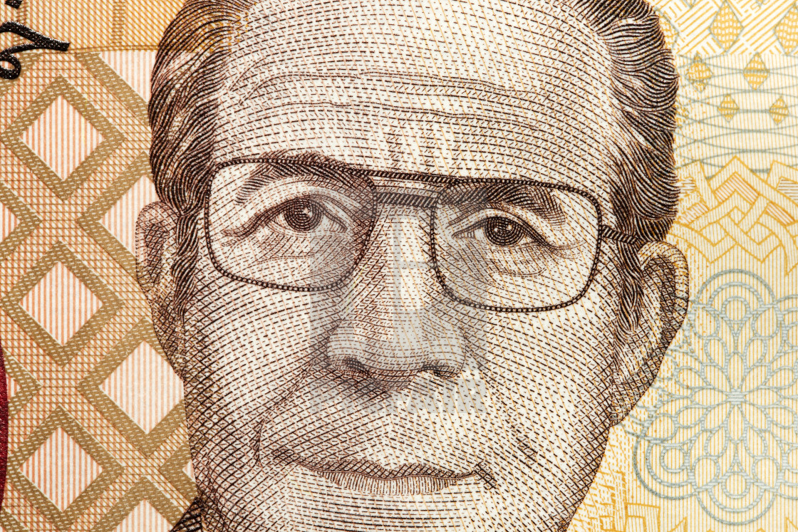 "Hedi Nouira a cloeseup portrait from Tunisian money" stock image