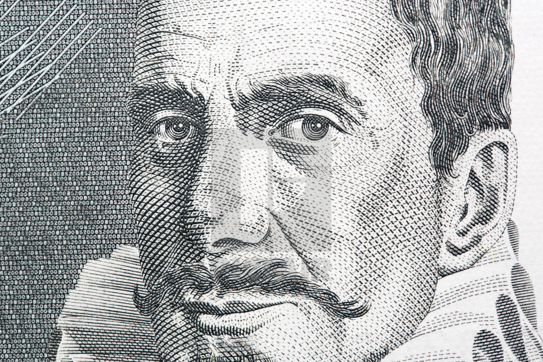 "Jacobus Gallus a closeup portrait from Slovenian money" stock image