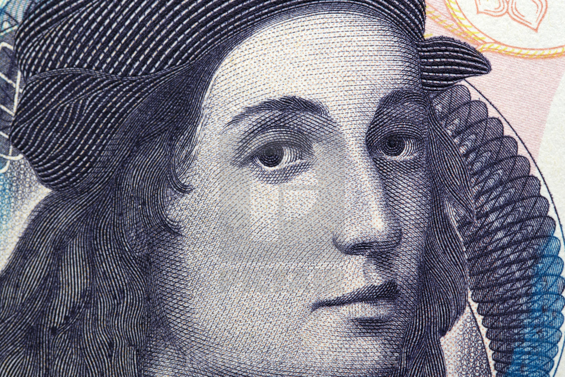 "Raphael a closeup portrait from Italian money" stock image